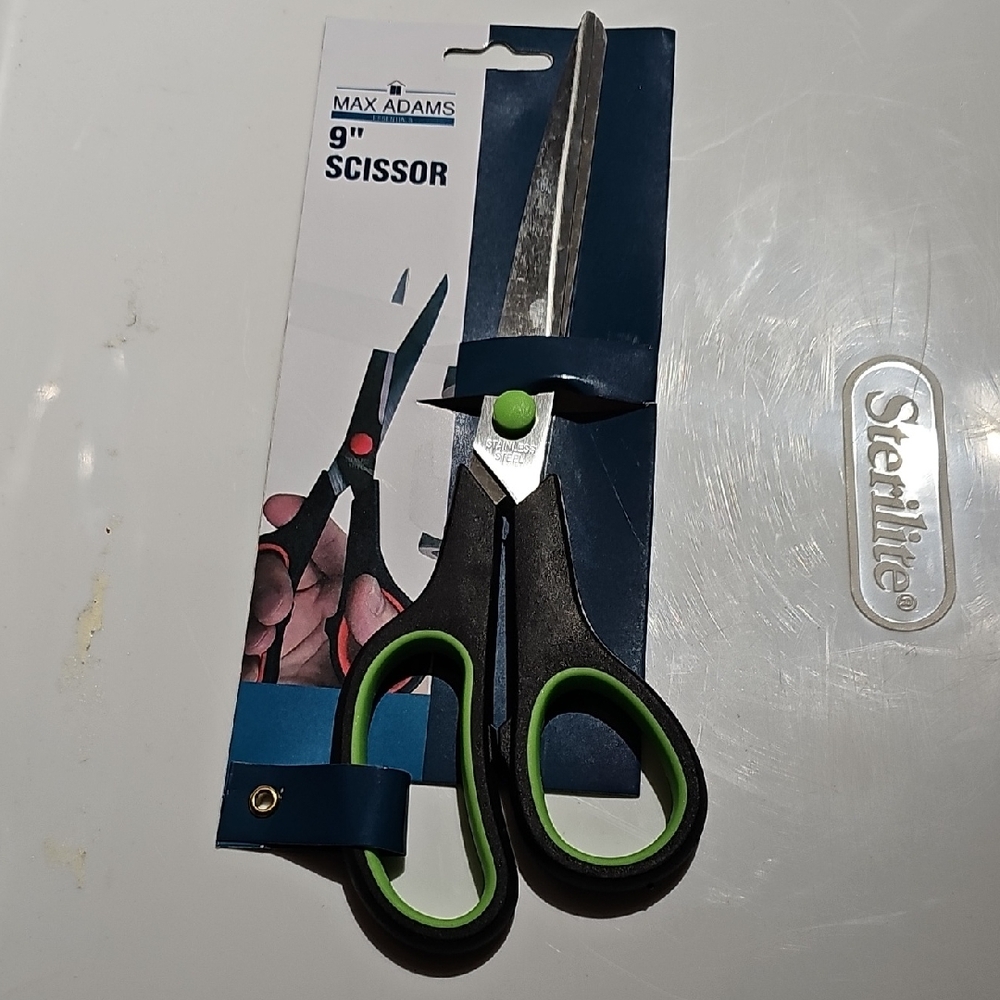 Adams Black and Green 9" Scissors